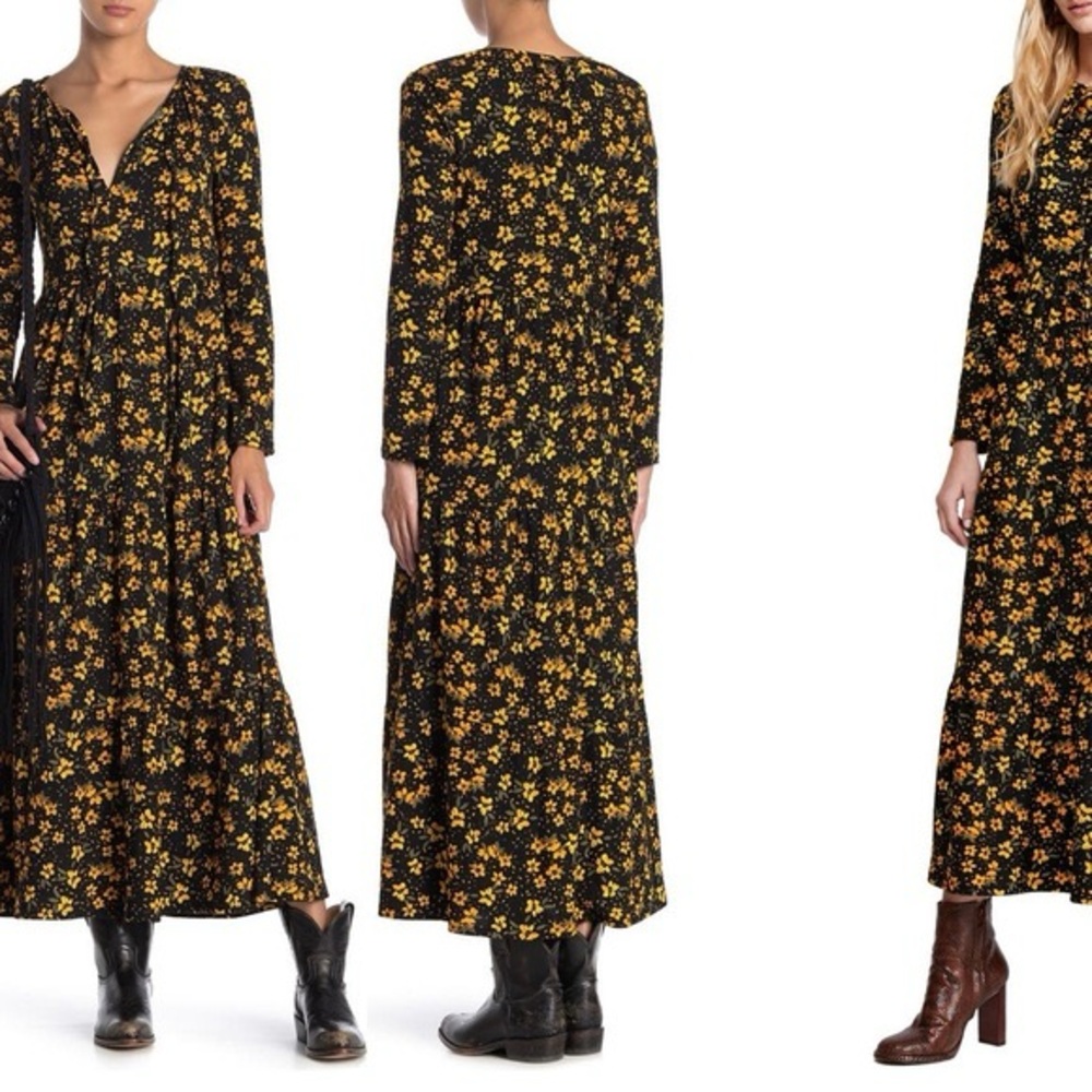Free People Black Floral Long Sleeve Dress - Picture 3 of 12